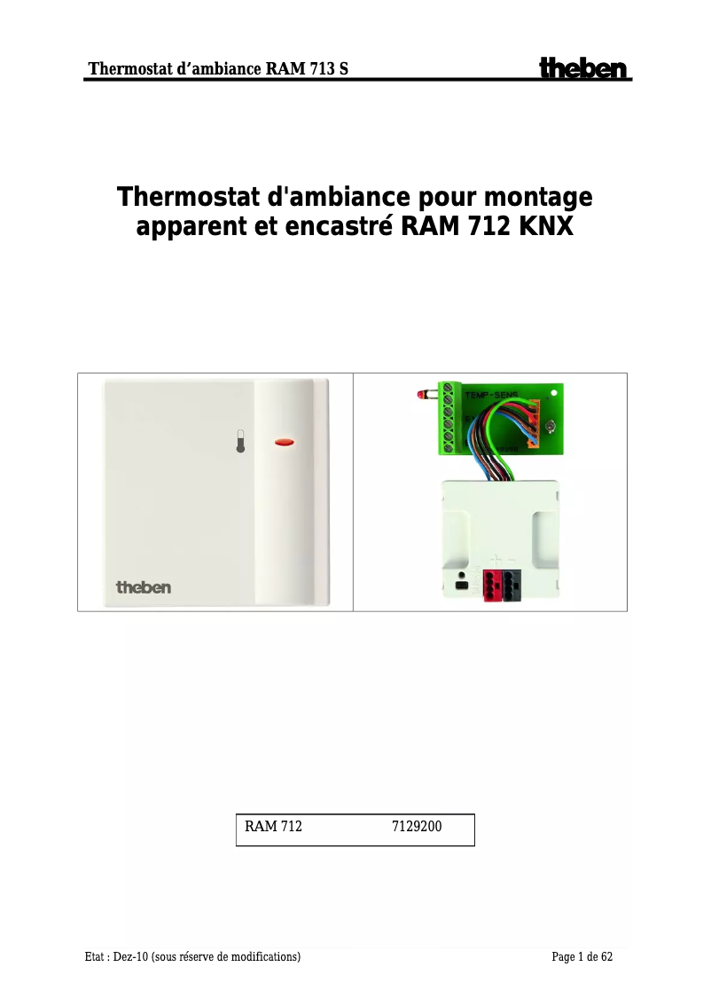 Page n°1 - Manuel utilisateur Theben Ramses 712 KNX