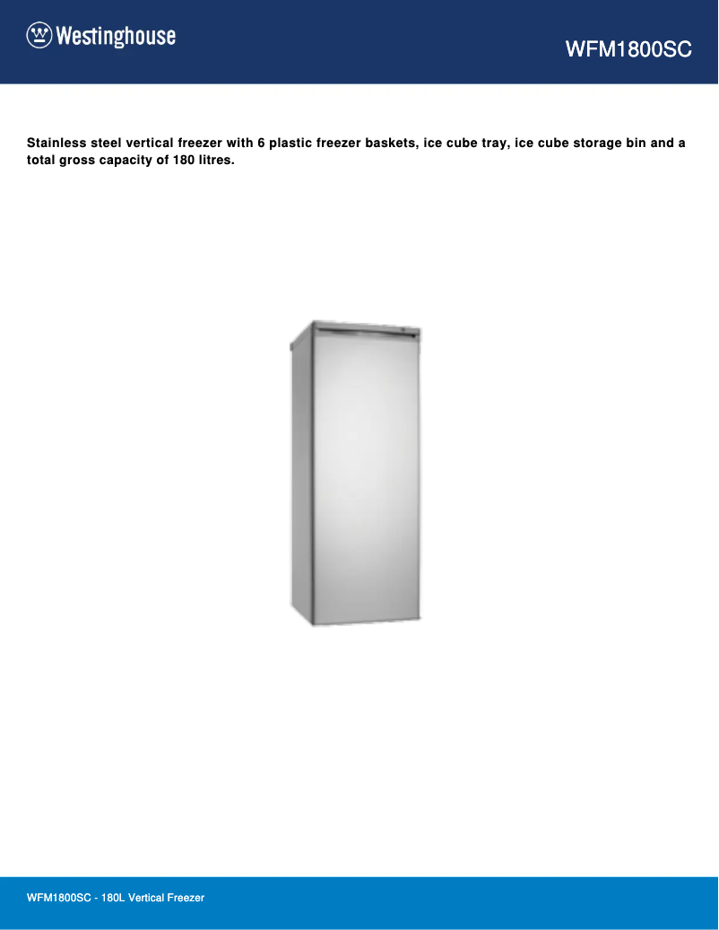 Page n°1 - Fiche technique Westinghouse WFM1800SC