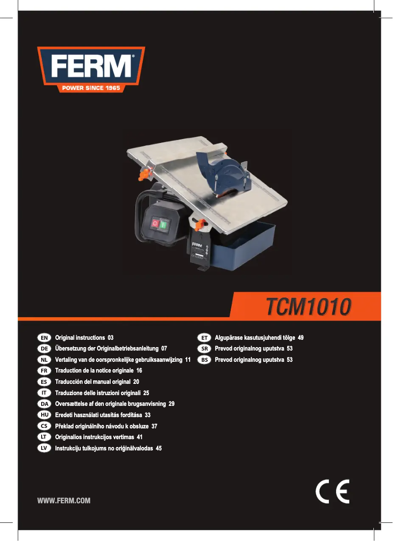 Page 1 de la notice Manuel utilisateur Ferm TCM1010