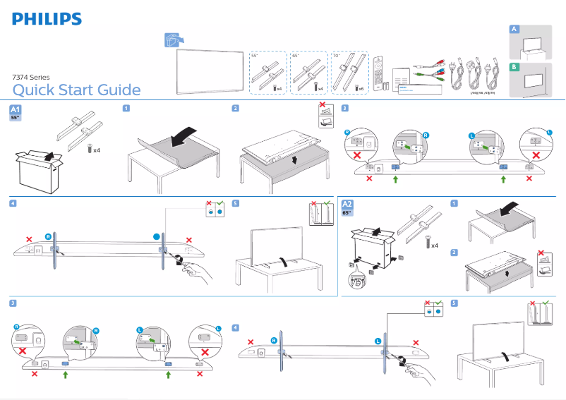 Page n°1 - Guide de démarrage rapide Philips 70PUT7374