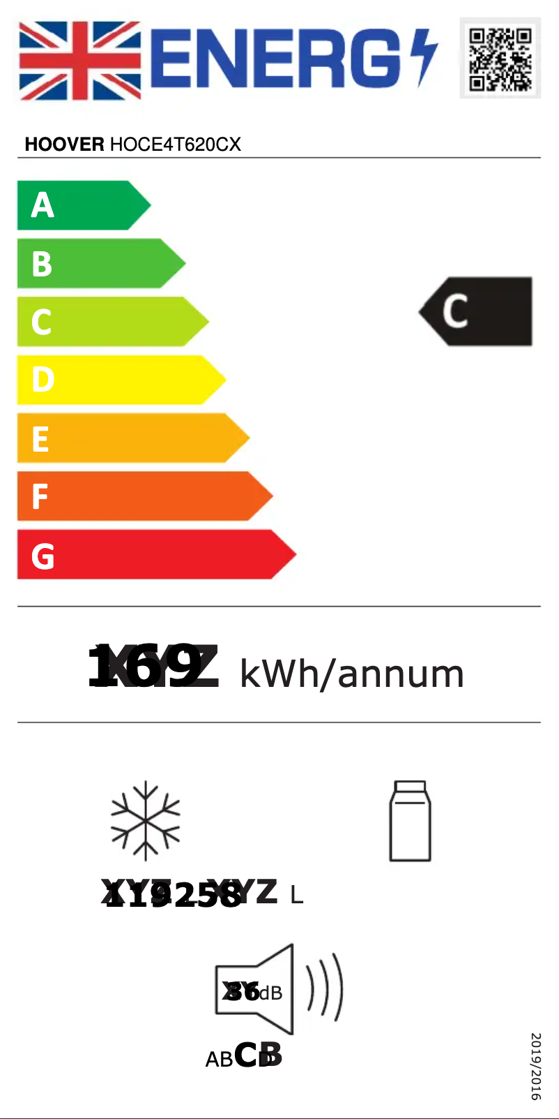 Page n°1 - Label énergétique Hoover HOCE4T620CX