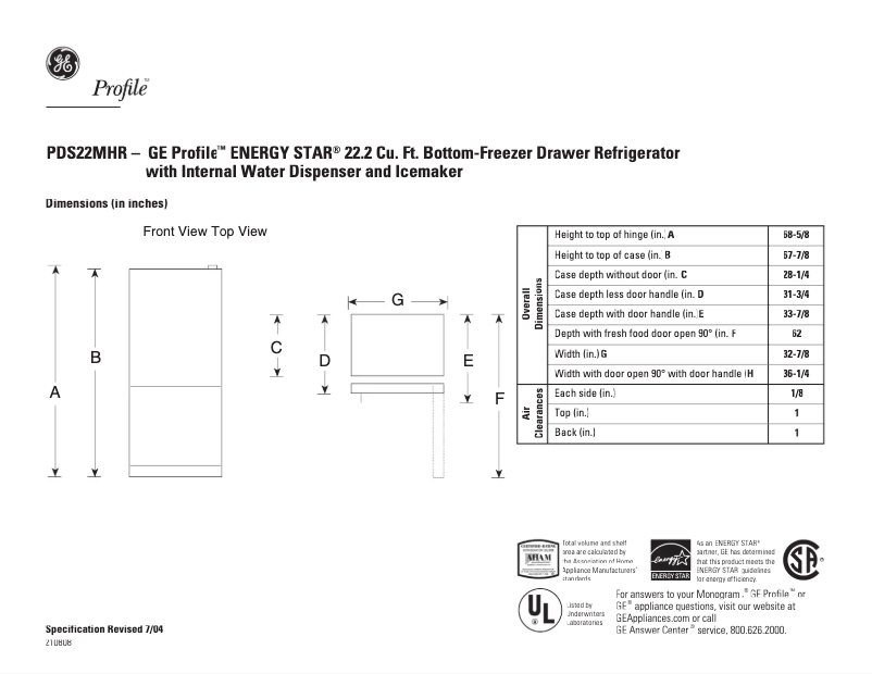 Image de la première page du manuel de l'appareil Profile PDS22MHRBB