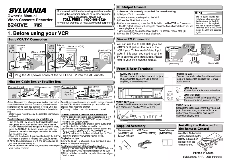 Image de la première page du manuel de l'appareil 6240VE