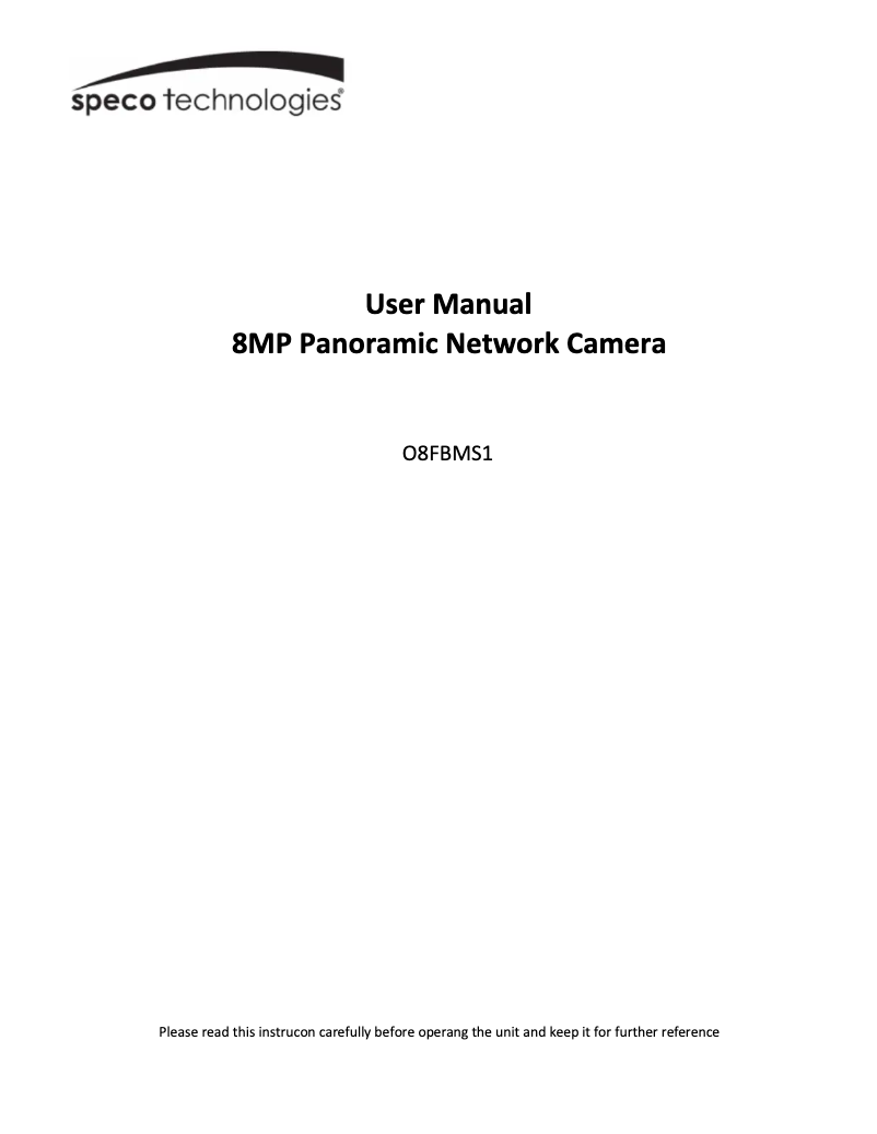Page 1 de la notice Manuel utilisateur Speco Technologies O8FBMS1