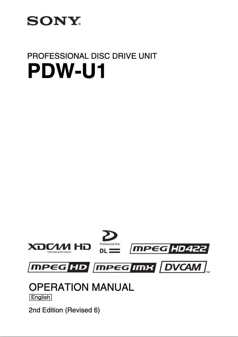 Page n°1 - Manuel utilisateur Sony PDW-U1