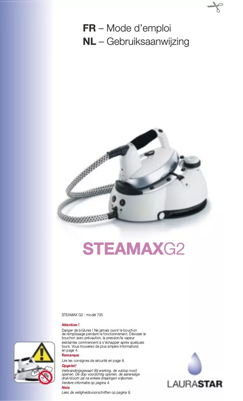 Image de la première page du manuel de l'appareil Steamax G2