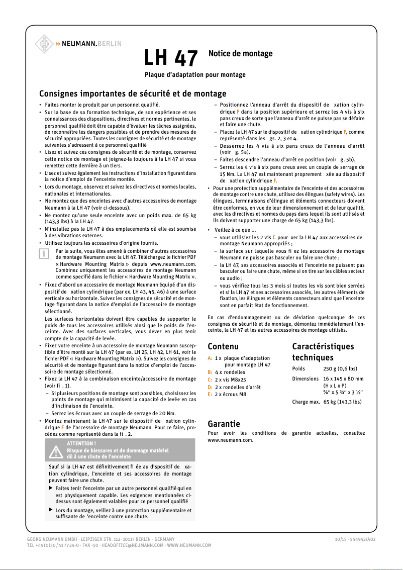 Image de la première page du manuel de l'appareil U 47