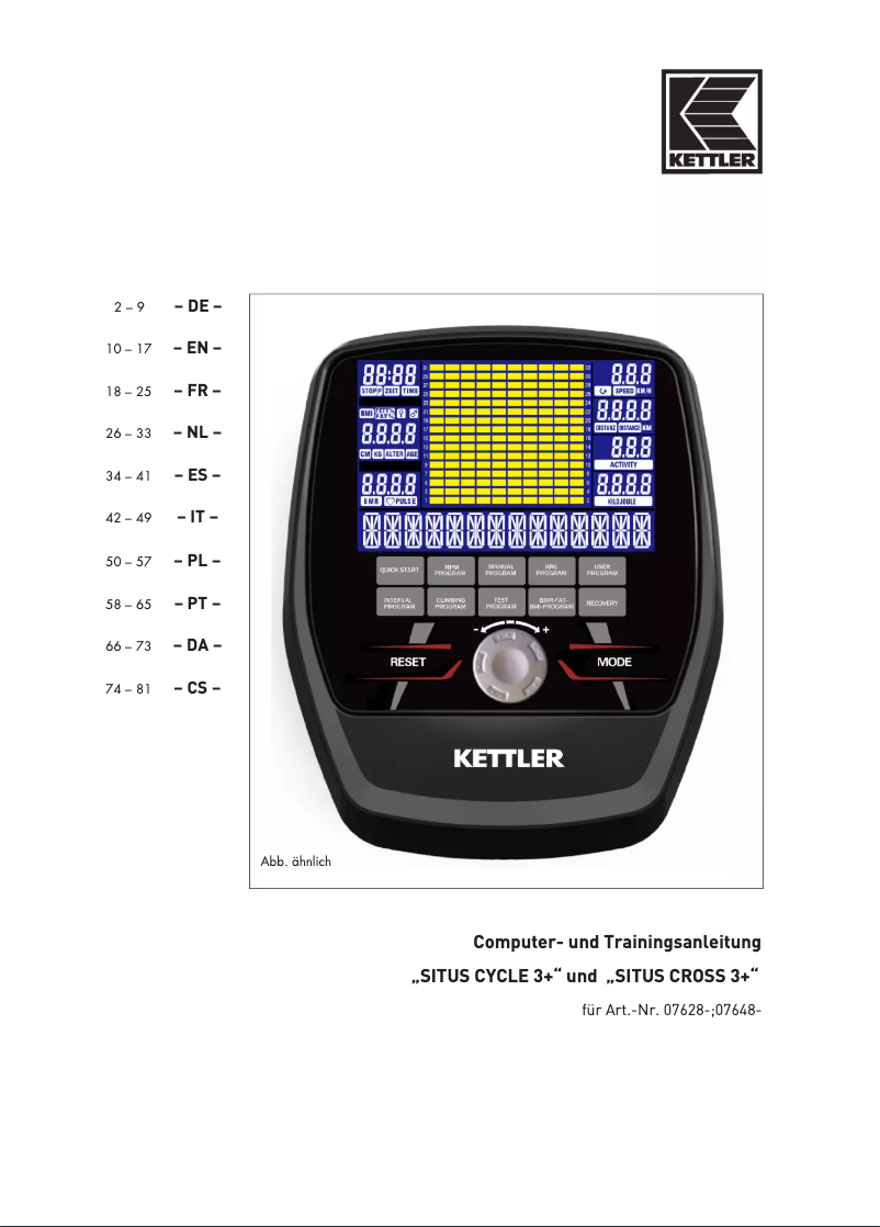 Page 1 de la notice Manuel utilisateur Kettler Situs Cross 3+