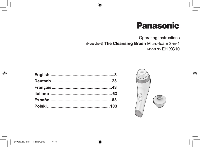 Page n°1 - Manuel utilisateur Panasonic EH-XC10