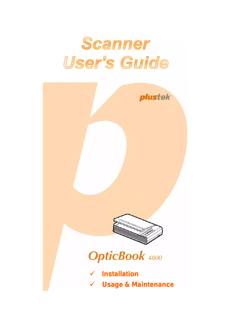 Page n°1 - Manuel utilisateur Plustek OpticBook 0202UKl