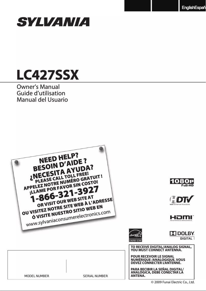 Page 1 de la notice Manuel utilisateur Funai LC427SSX