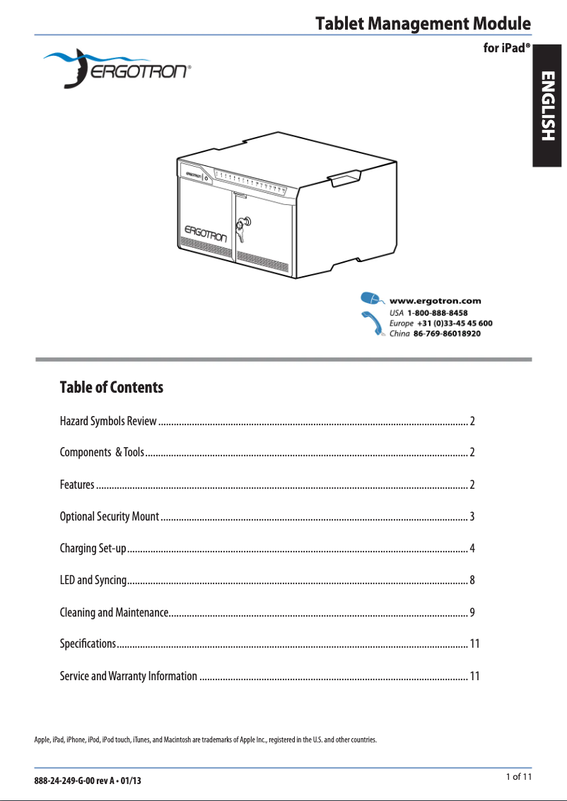 Page n°1 - Manuel utilisateur Ergotron 24-339-085