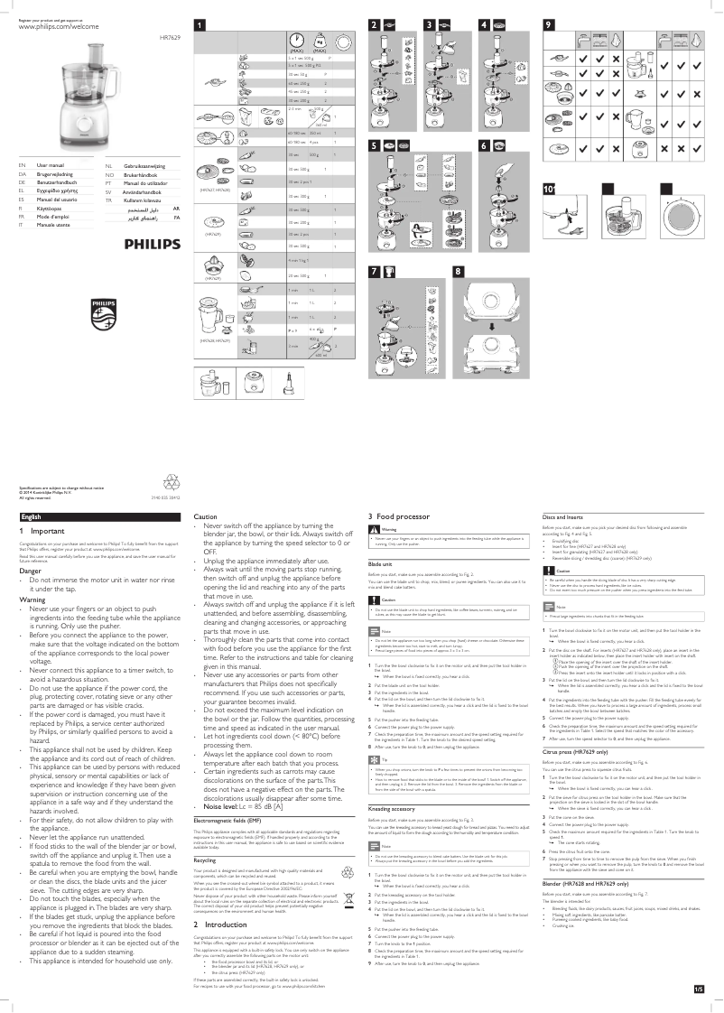 Page 1 de la notice Manuel utilisateur Philips Daily Collection HR7629