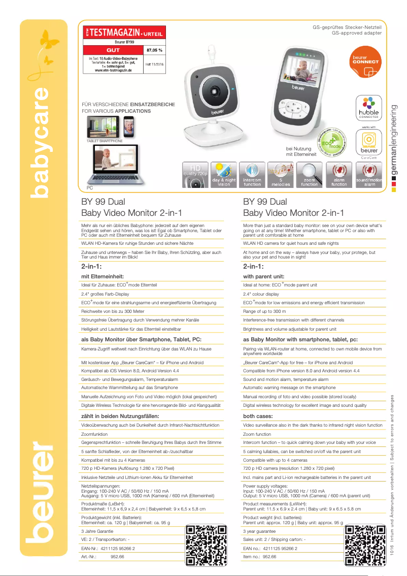 Image de la première page du manuel de l'appareil BY 99 Dual