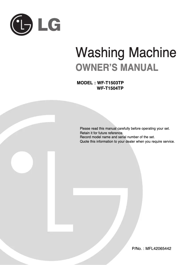 Página 1 del manual Manual de usuario LG WF-T1504TP