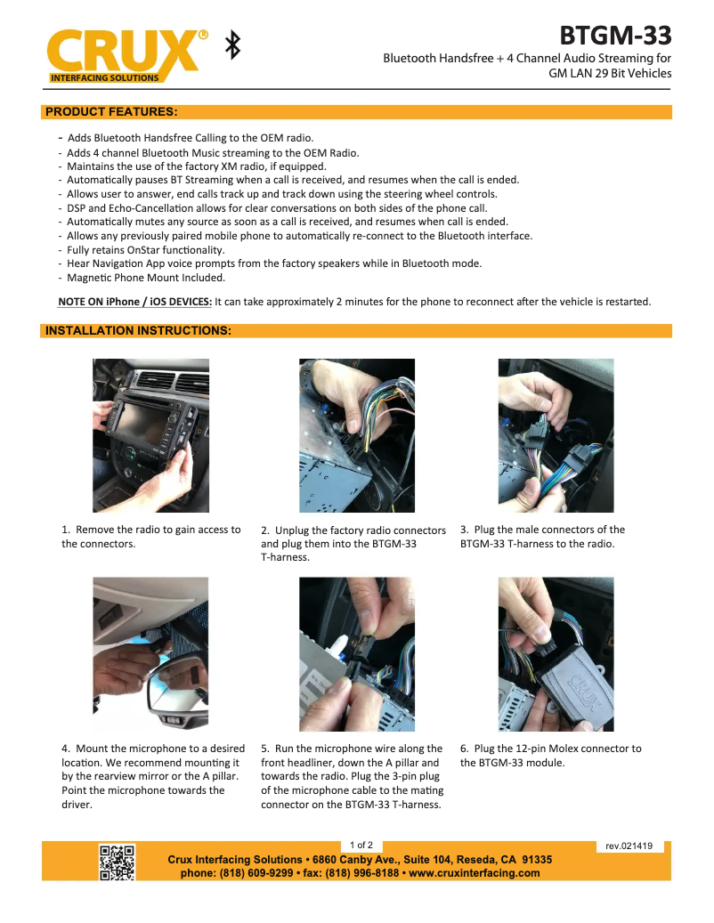 Imagen de la primera página del manual del dispositivo BTGM-33