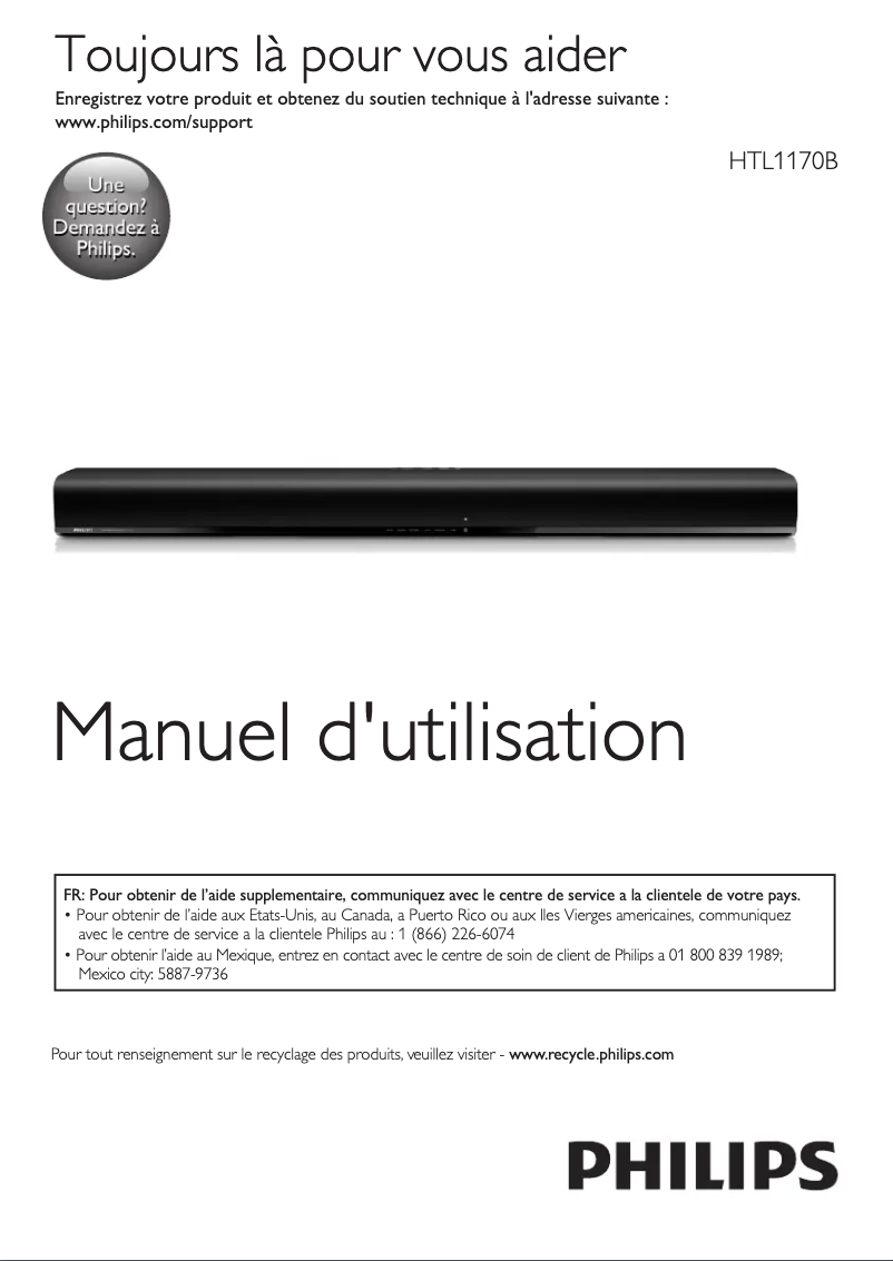 Page n°1 - Manuel utilisateur Philips HTL1170B