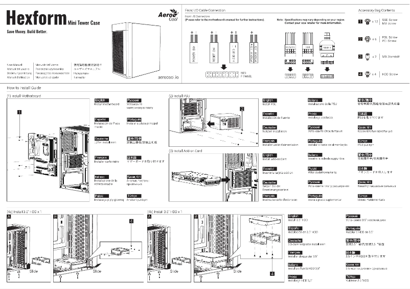 Page 1 de la notice Manuel utilisateur AeroCool Hexform