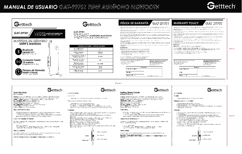 Page 1 de la notice Manuel utilisateur Getttech GAT-29701N