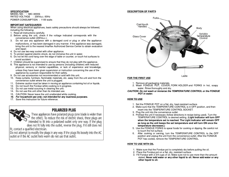 Page n°1 - Manuel utilisateur Imarflex IMC-3000S