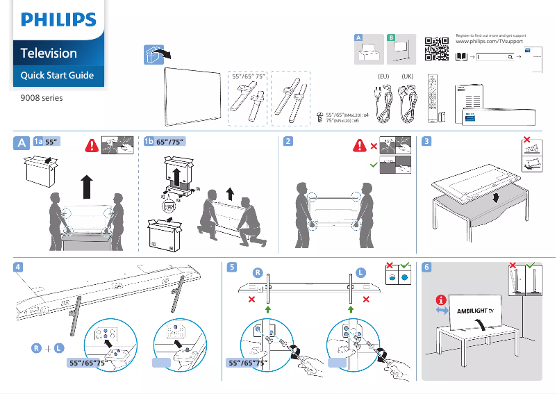 Page n°1 - Guide de démarrage rapide Philips 65PML9008