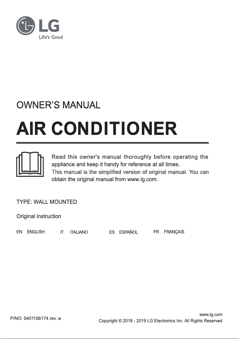 Page 1 de la notice Manuel utilisateur LG S09ET