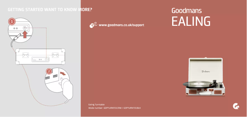 Page 1 de la notice Manuel utilisateur Goodmans GDPTURNT01CRMXI