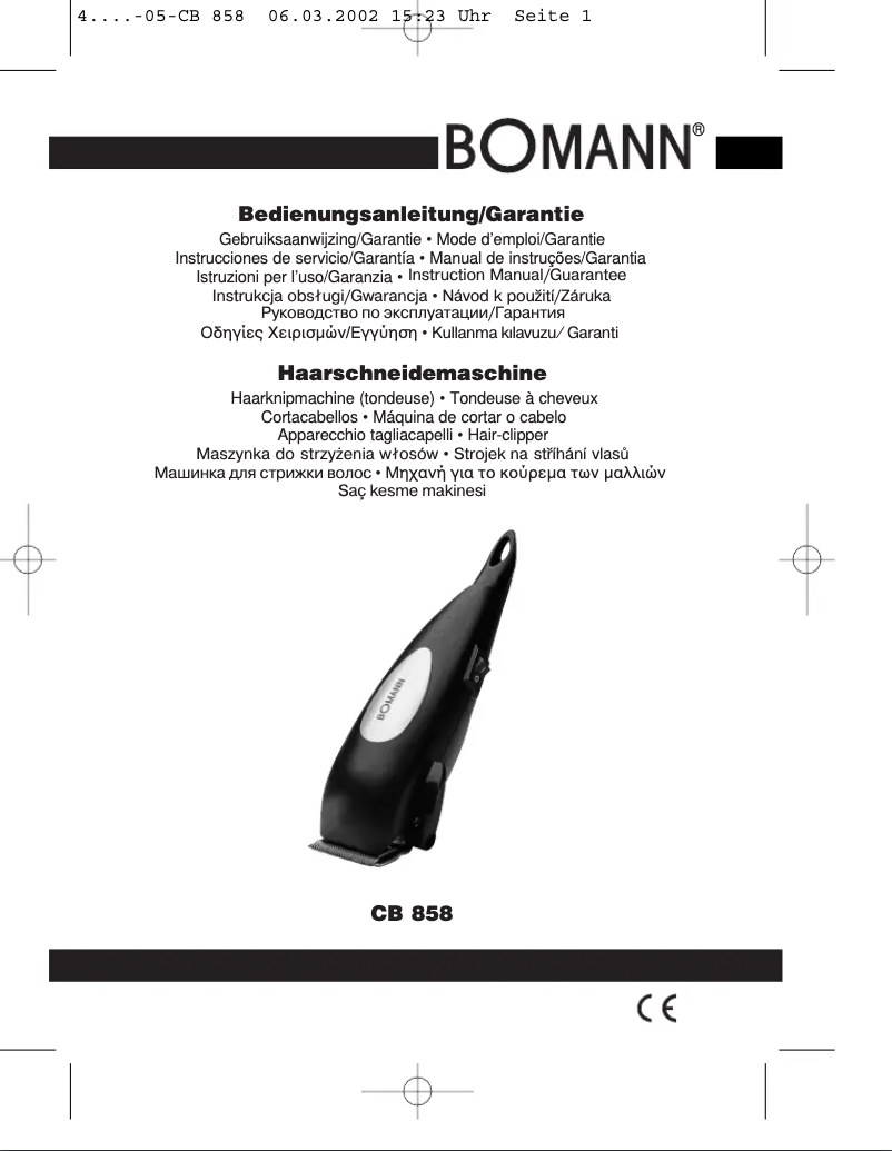 Image de la première page du manuel de l'appareil CB 858