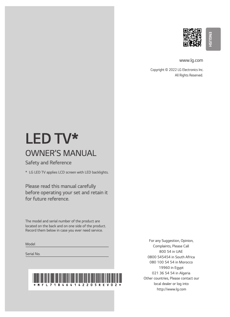 Page 1 de la notice Manuel utilisateur LG 75QNED7S6QA