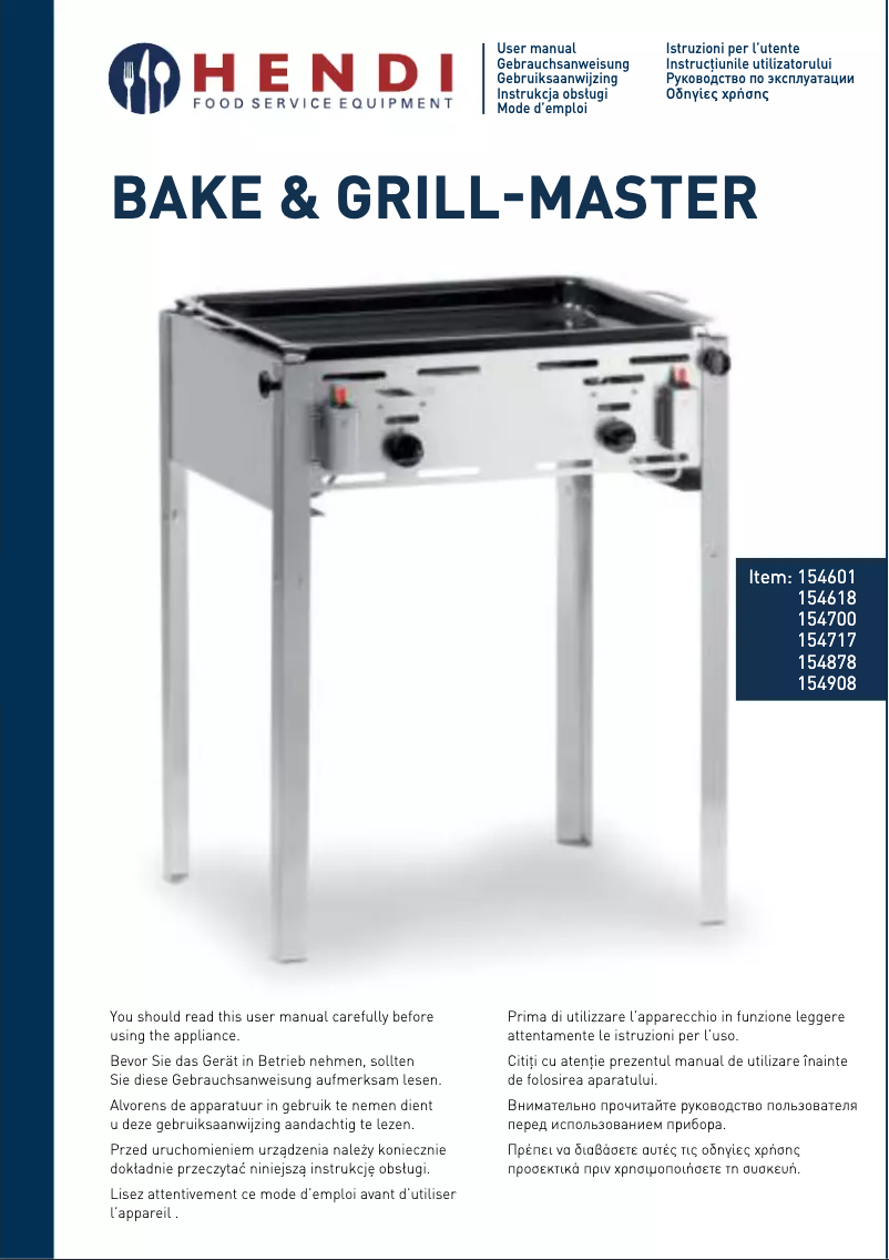 Page 1 de la notice Manuel utilisateur Hendi Grill-Master Maxi