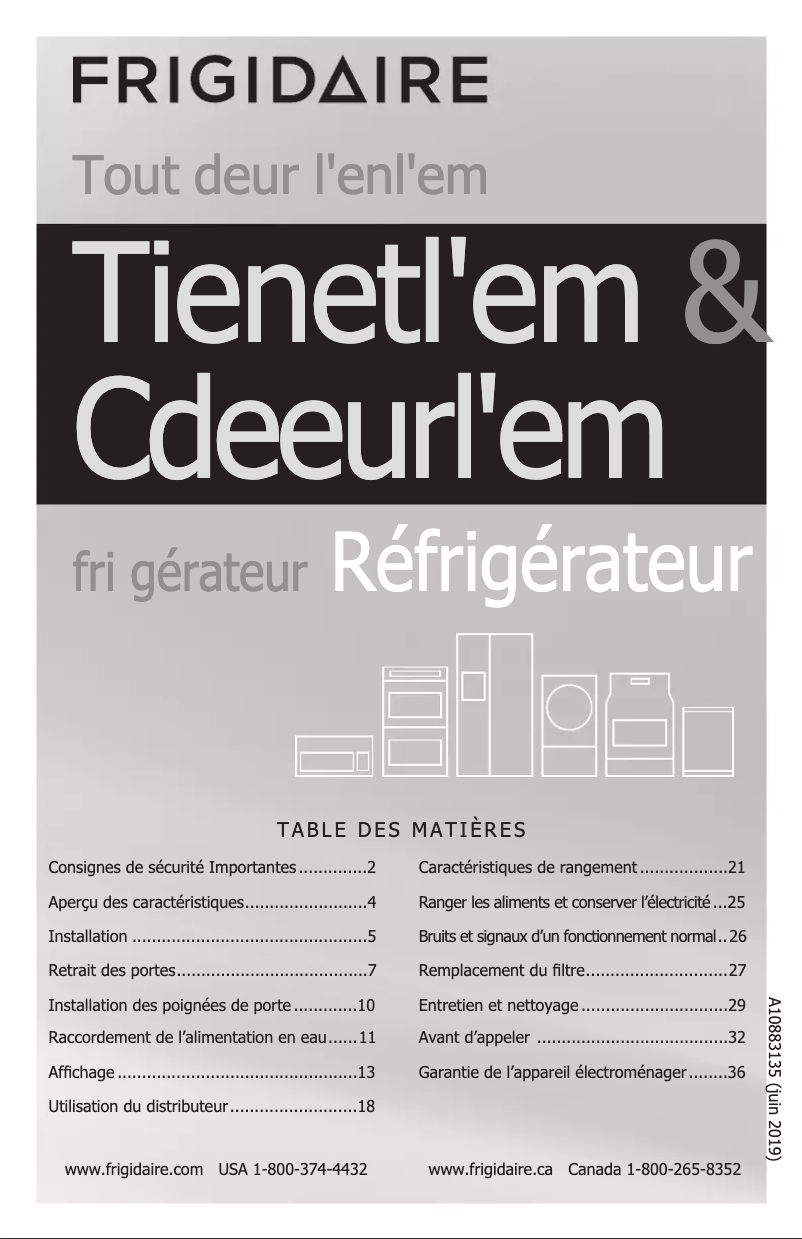 Page n°1 - Manuel utilisateur Frigidaire FG4H2272UF