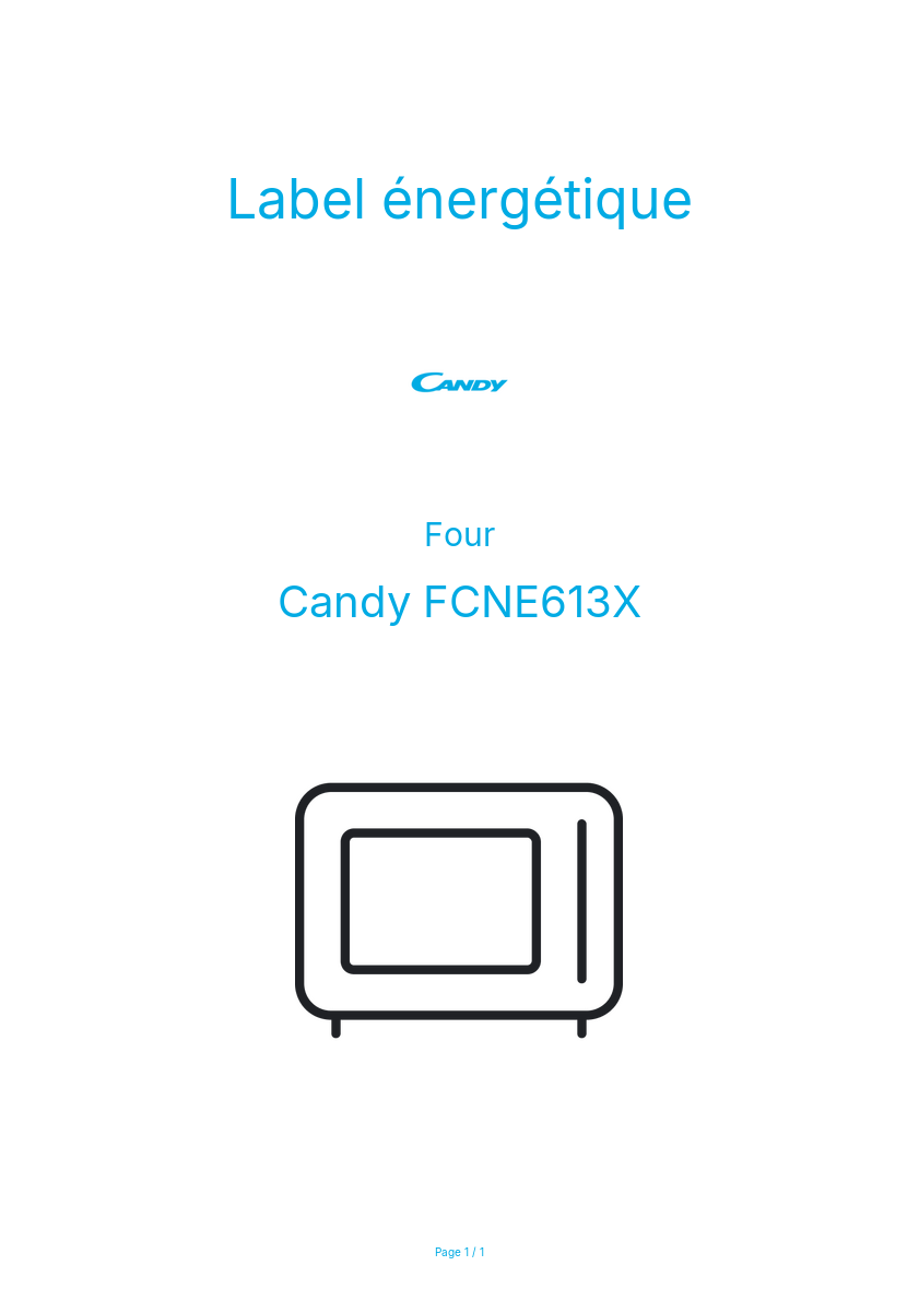 Page n°1 - Label énergétique Candy FCNE613X