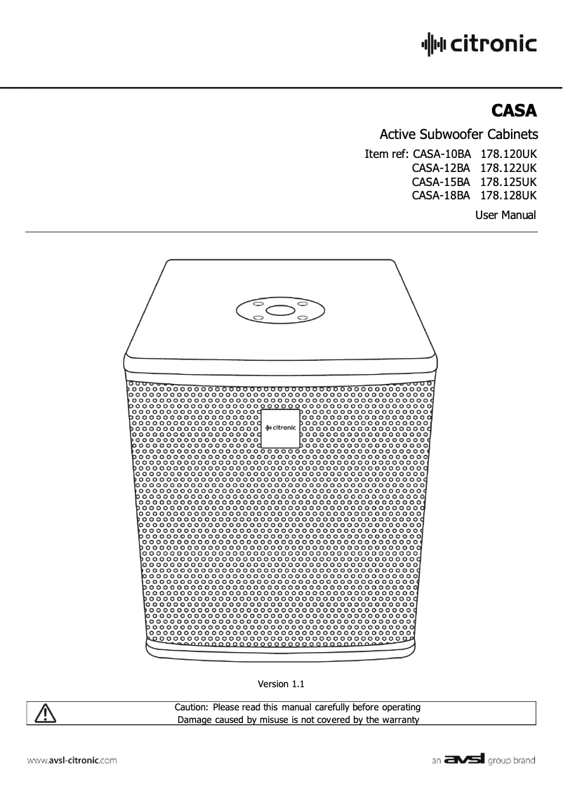 Page 1 de la notice Manuel utilisateur Citronic CASA-18BA