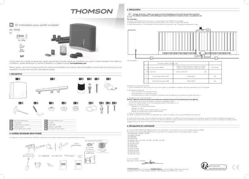 Page n°1 - Guide d'installation Thomson 510043