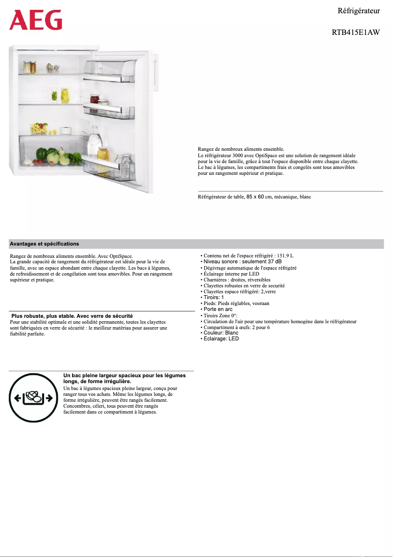 Página 1 del manual Ficha técnica AEG RTB415E1AW