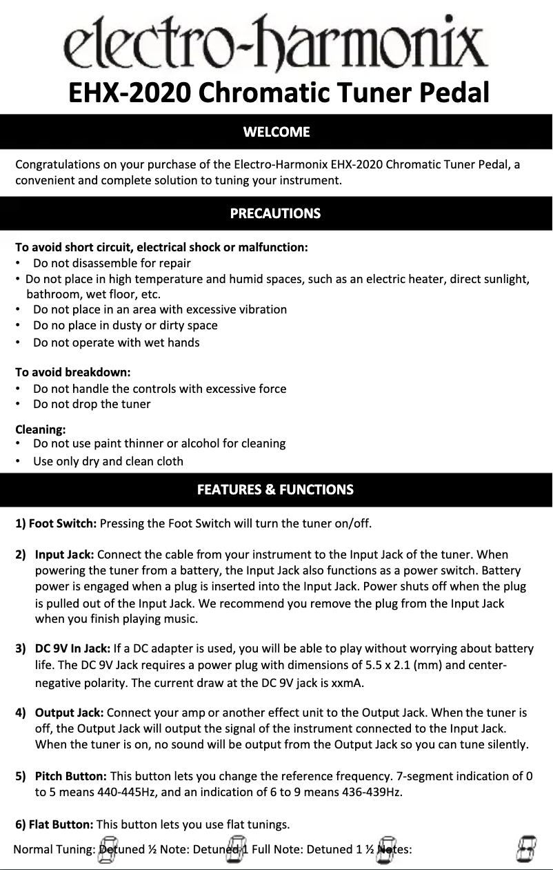 Page 1 de la notice Manuel utilisateur Electro Harmonix EHX-202