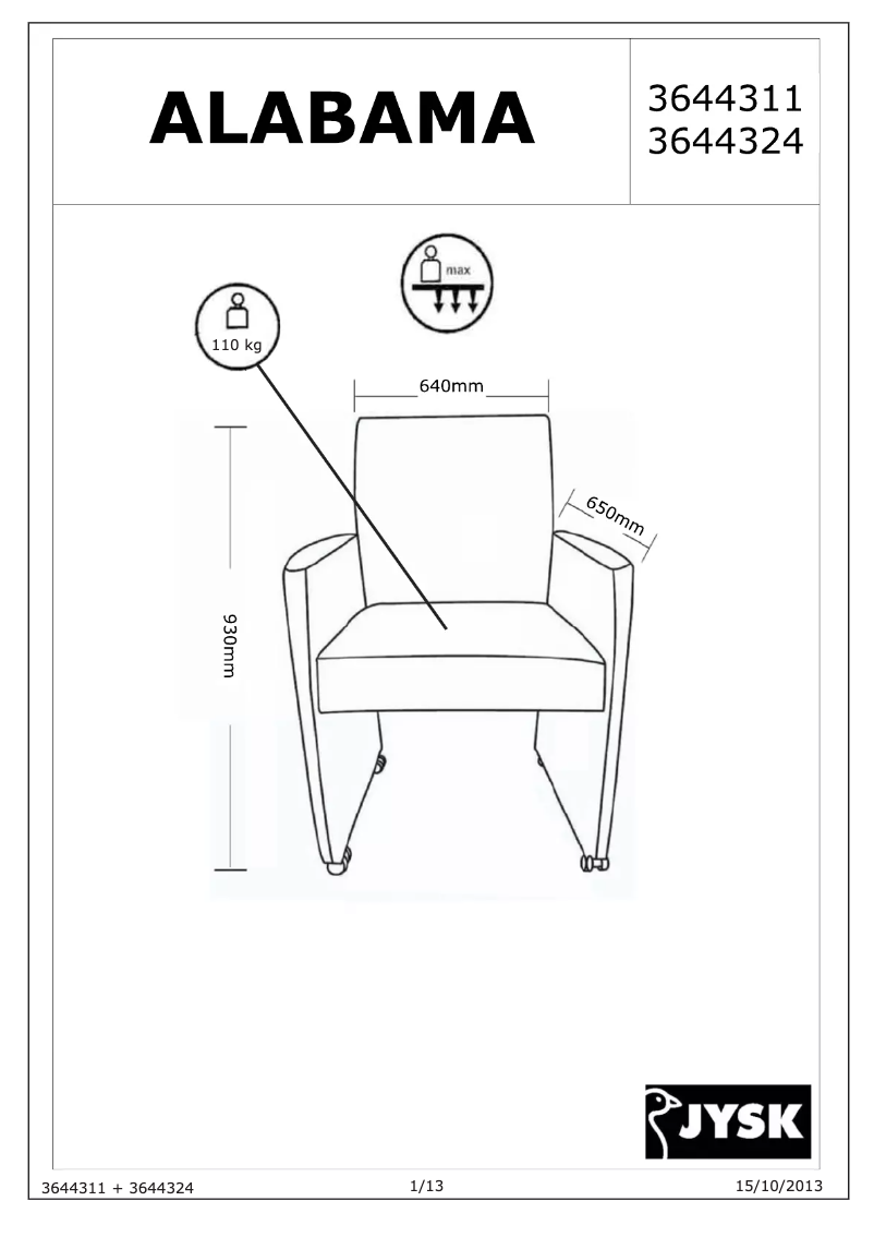 Page n°1 - Manuel utilisateur JYSK Alabama