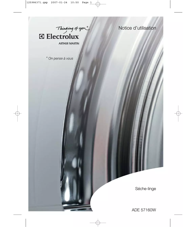Page n°1 - Manuel utilisateur Arthur Martin-Electrolux ADE 57160 W