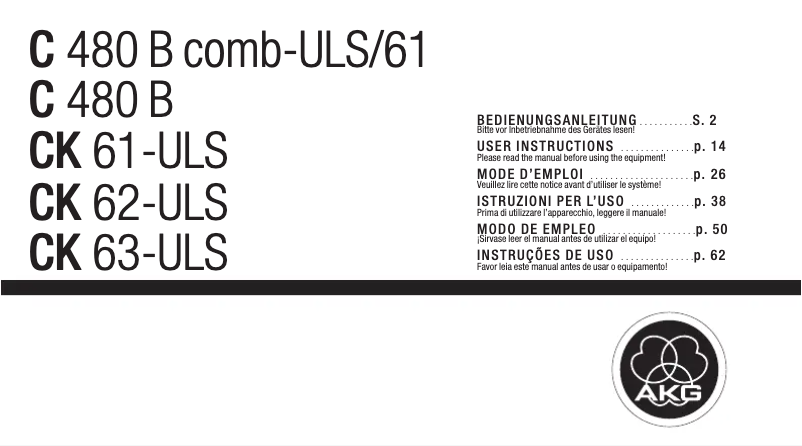 Page n°1 - Manuel utilisateur AKG CK 62-ULS