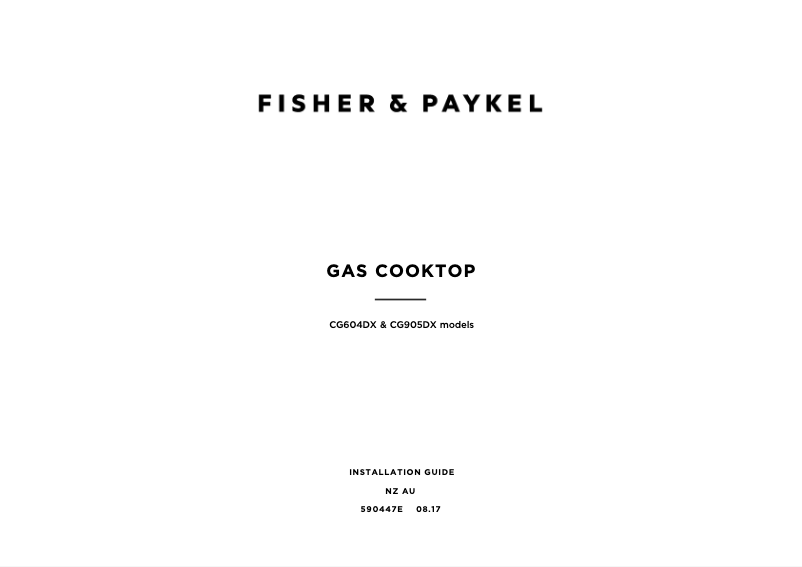 Page 1 de la notice Guide d'installation Fisher & Paykel CG905DX1