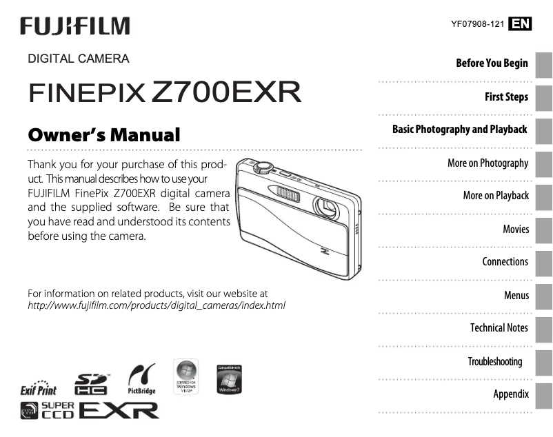 Página 1 del manual Manual de usuario Fujifilm FinePix Z700