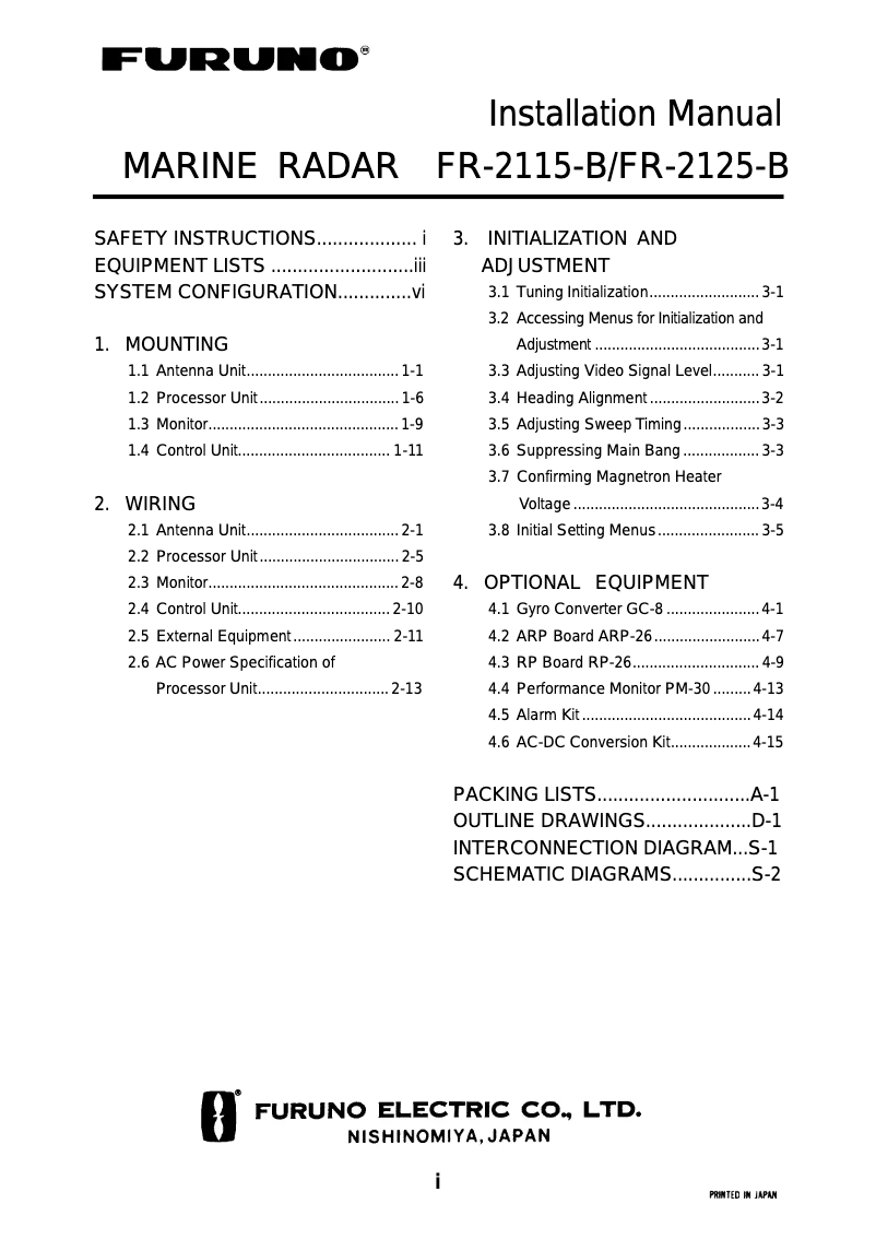 Page 1 de la notice Manuel utilisateur Furuno FR-2125-B