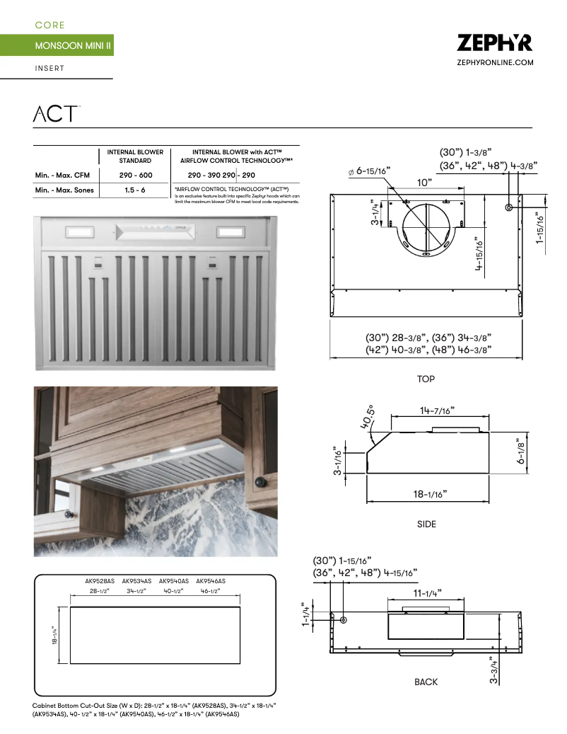 Page n°1 - Fiche technique Zephyr Monsoon Mini II AK9546AS