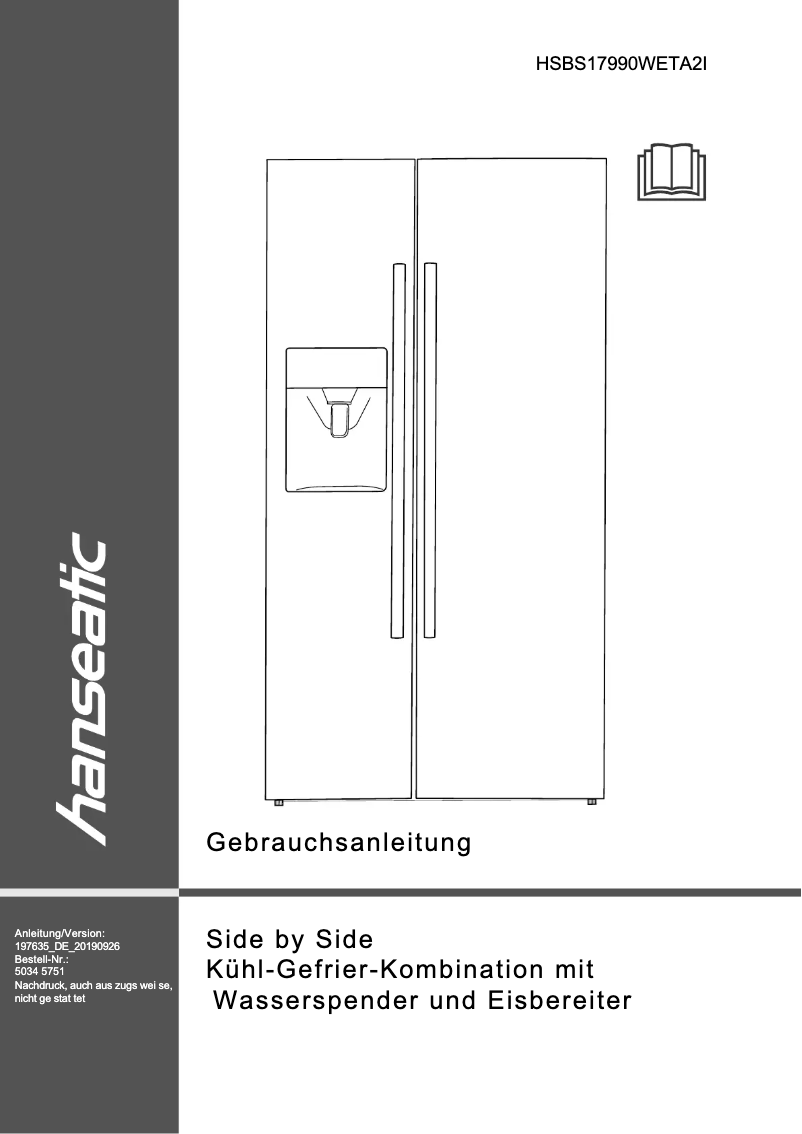Page n°1 - Manuel utilisateur Hanseatic HSBS17990WETA2I