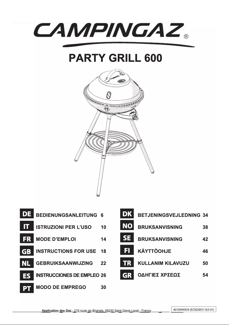 Image de la première page du manuel de l'appareil Party Grill 600