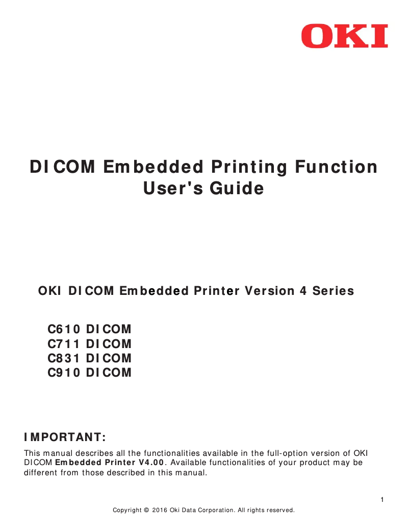 Page n°1 - Manuel utilisateur OKI C910DM