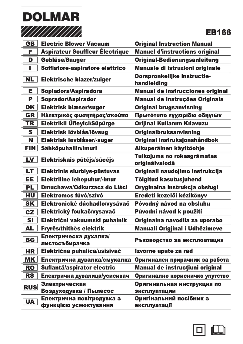 Page 1 de la notice Manuel utilisateur Dolmar EB166