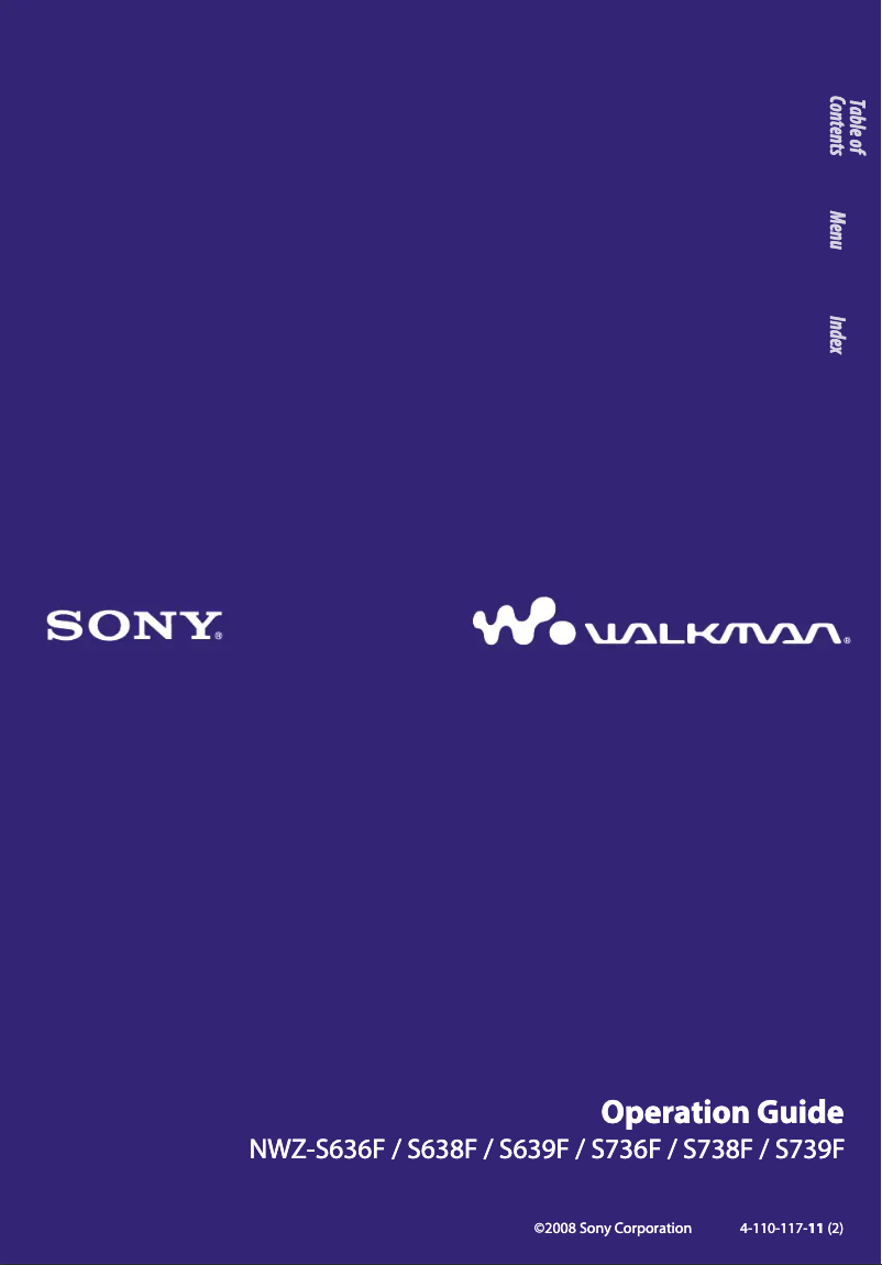 Image de la première page du manuel de l'appareil Walkman NWZ-S639F