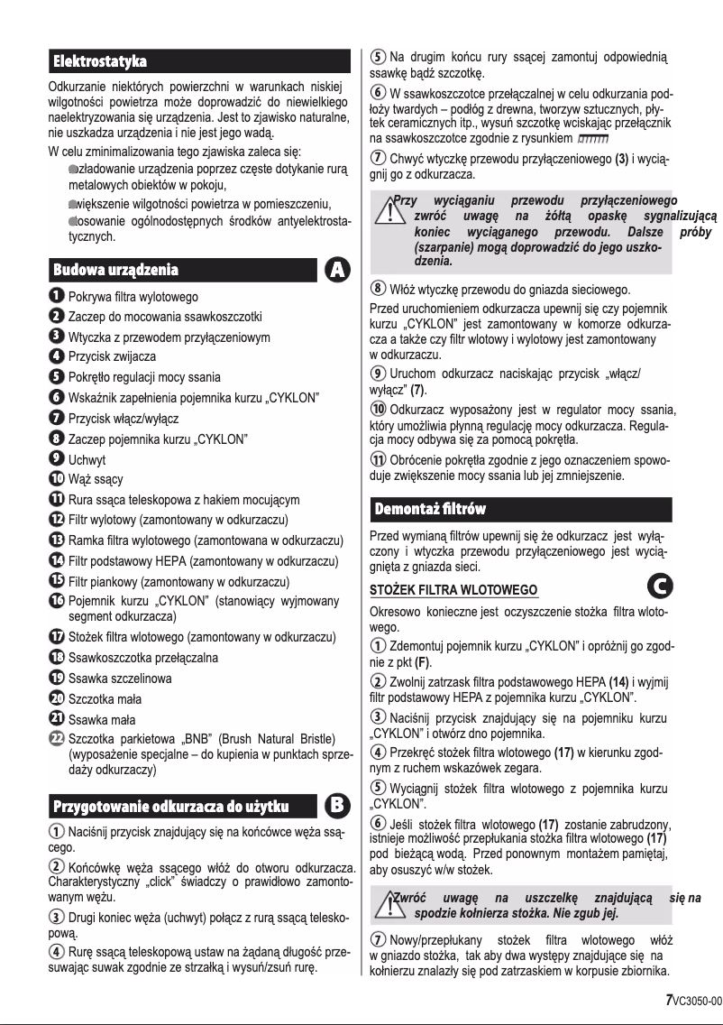Image de la première page du manuel de l'appareil Pluser VC3050.0 SK