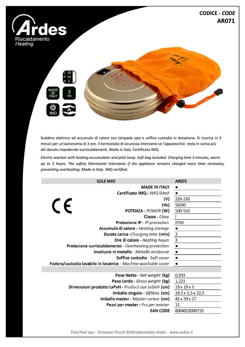 Image de la première page du manuel de l'appareil AR071